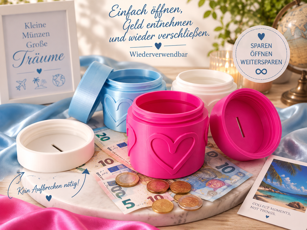 💙 Spardose nachhaltig wieder verwendbar - Babyblau Seide – Freiheit entdecken